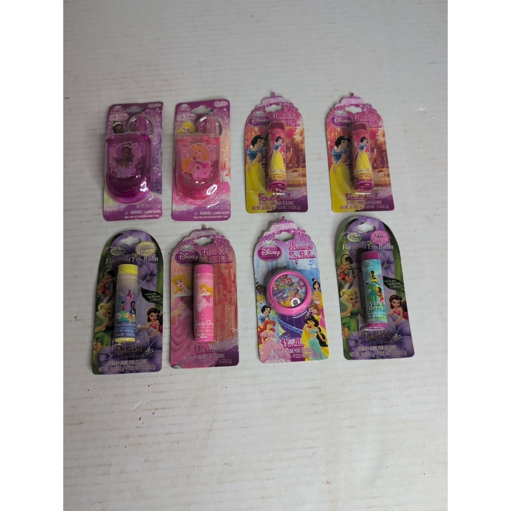 Lot Of 8 Disney Princess Lip Balm Gloss Fairest Apple Strawberry Snow White